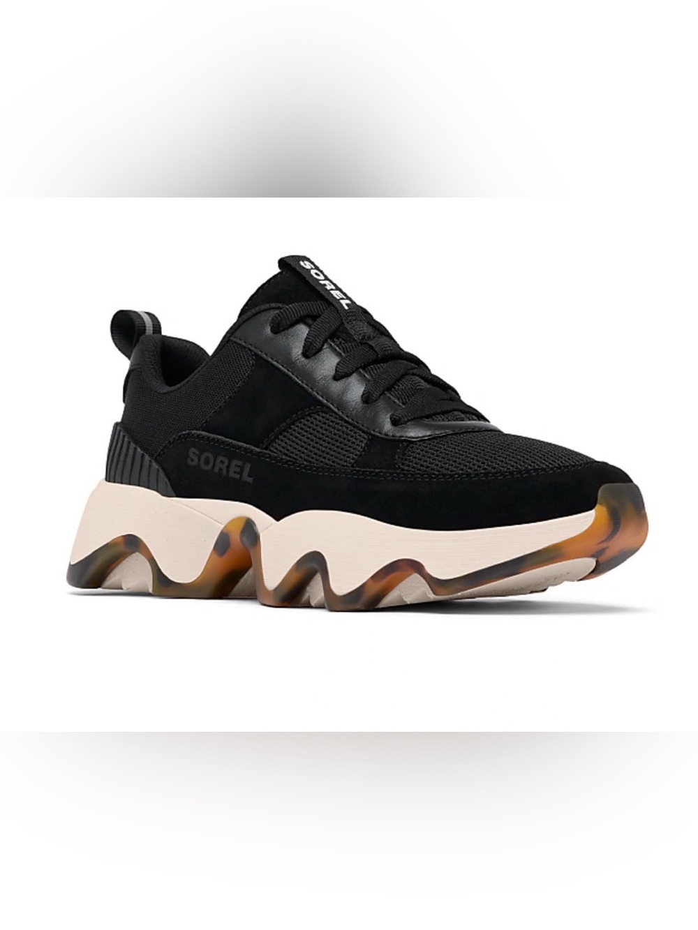 Sorel Black and Cream Platform Sneakers